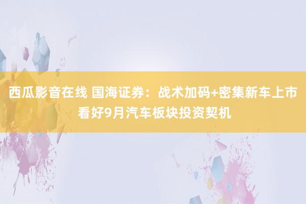西瓜影音在线 国海证券：战术加码+密集新车上市 看好9月汽车板块投资契机