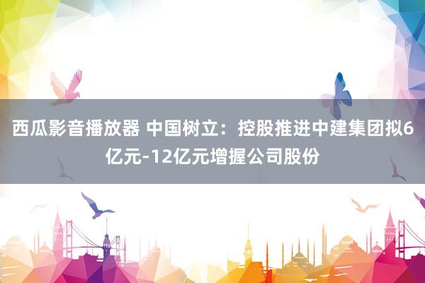 西瓜影音播放器 中国树立：控股推进中建集团拟6亿元-12亿元增握公司股份