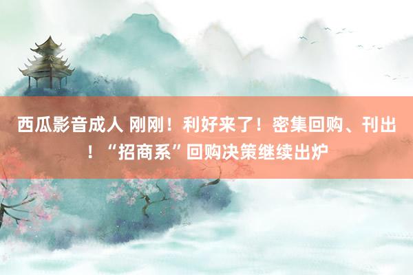 西瓜影音成人 刚刚！利好来了！密集回购、刊出！“招商系”回购决策继续出炉