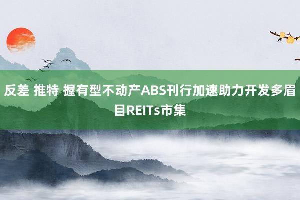 反差 推特 握有型不动产ABS刊行加速助力开发多眉目REITs市集